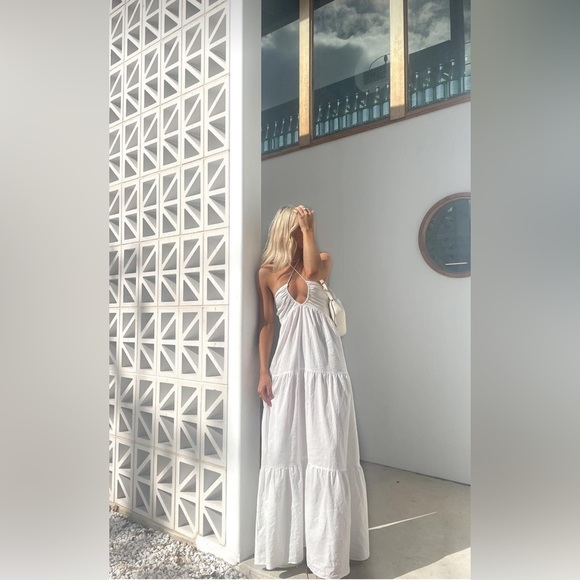 NEW! Princess Polly Lincoln Maxi Halter Top Dress Linen Blend White SZ 12 - Picture 8 of 14